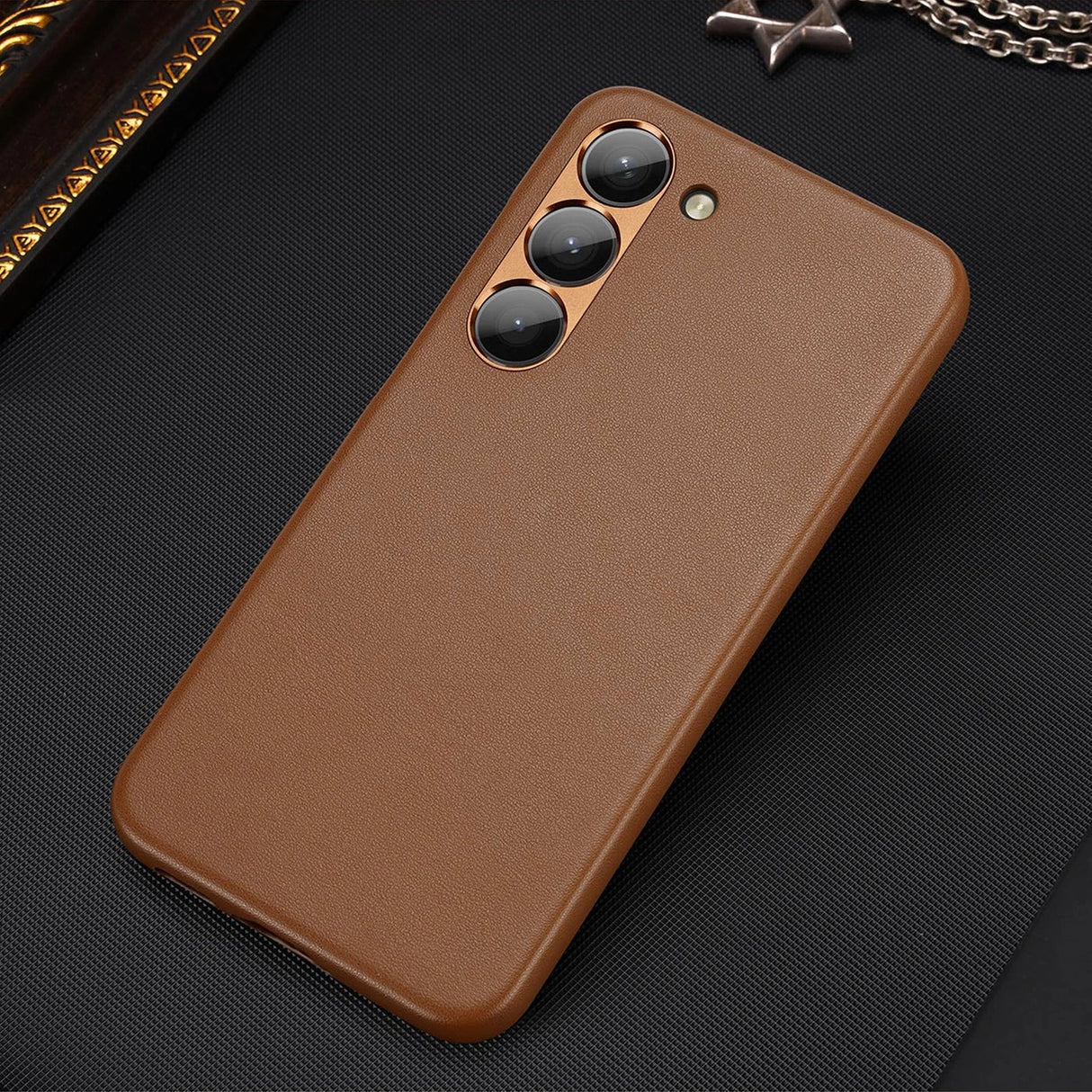 Dux Ducis Grit case for Samsung Galaxy S23+ elegant case made of artificial leather brown