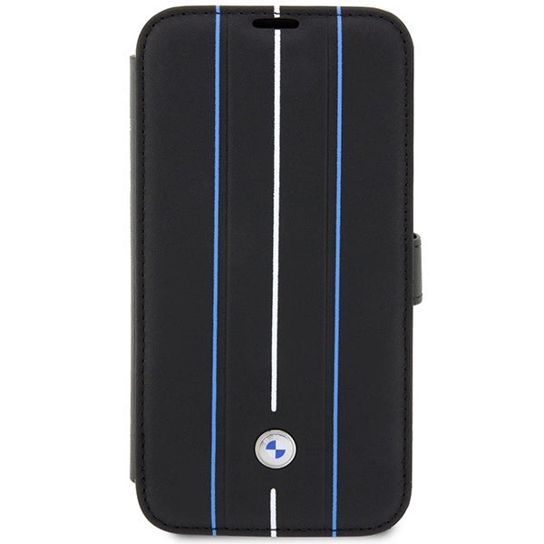 Case BMW BMBKP14L22RVSK iPhone 14 Pro 6.1" sort/sort bogreol læder Stamp Blue Lines