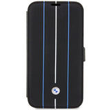 Case BMW BMBKP14L22RVSK iPhone 14 Pro 6.1" sort/sort bogreol læder Stamp Blue Lines