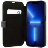 Case BMW BMBKP14L22RVSK iPhone 14 Pro 6.1" sort/sort bogreol læder Stamp Blue Lines