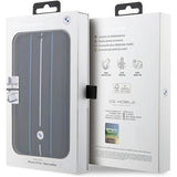 Case BMW BMBKP14L22RVSK iPhone 14 Pro 6.1" sort/sort bogreol læder Stamp Blue Lines