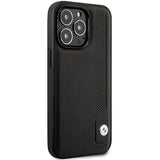 Case BMW BMHCP14L22RBDK iPhone 14 Pro 6.1" sort/sort hårdkasse Læder Blå prikker