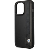Case BMW BMHCP14L22RBDK iPhone 14 Pro 6.1" sort/sort hårdkasse Læder Blå prikker