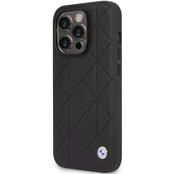 Case BMW BMHCP14L22RQDK iPhone 14 Pro 6.1" sort/sort Ledret Quilted