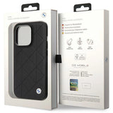 Case BMW BMHCP14L22RQDK iPhone 14 Pro 6.1" sort/sort Ledret Quilted