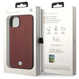 Case BMW BMHCP14S22RFGR iPhone 14 6,1" Burgundy/burgundy læder diamant mønster