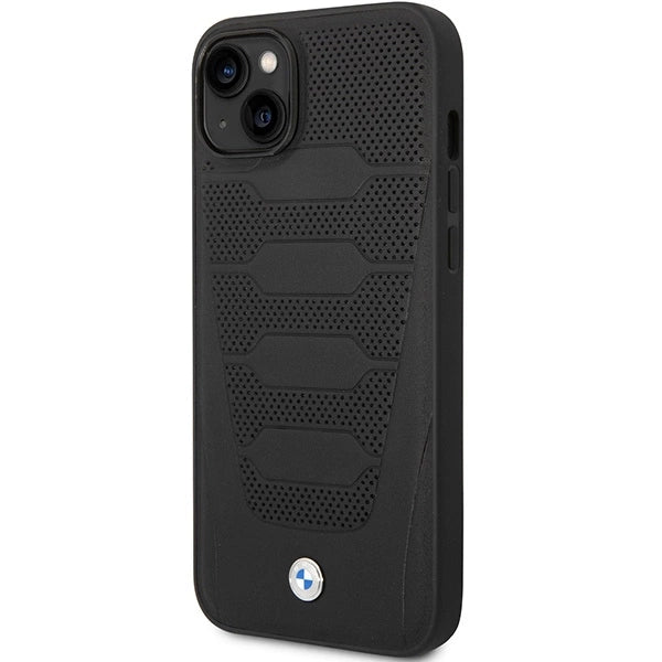 Case BMW BMHCP14S22RPSK iPhone 14 6.1" sort/sort læder sæder mønster