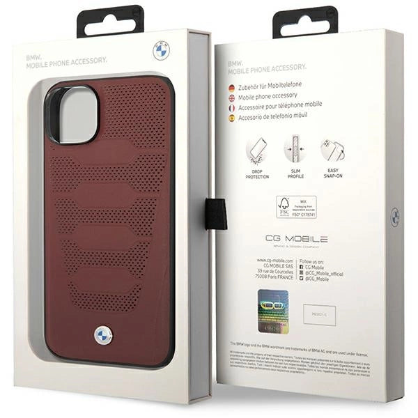 Case BMW BMHCP14S22RPSR iPhone 14 6.1" burgundy/burgundy Leather Seats Pattern