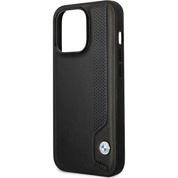 Case BMW BMHCP14X22RBDK iPhone 14 Pro Max 6.7" sort/sort hårdkasse Læder Blue Dots