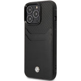 Case BMW BMHCP14X22RSEPK iPhone 14 Pro Max 6.7" sort/sort Læder Card Slot