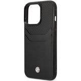 Case BMW BMHCP14X22RSEPK iPhone 14 Pro Max 6.7" sort/sort Læder Card Slot