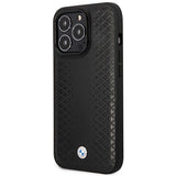 Case BMW BMHMP14L22RFGK iPhone 14 Pro 6.1" sort/sort læder Diamond mønster MagSafe