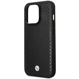 Case BMW BMHMP14L22RFGK iPhone 14 Pro 6.1" sort/sort læder Diamond mønster MagSafe