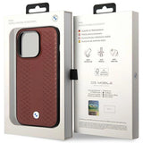 Case BMW BMHMP14L22RFGR iPhone 14 Pro 6.1 Burgundy/burgundy læder Diamond mønster MagSafe