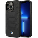 Case BMW BMHMP14L22RPSK iPhone 14 Pro 6.1" sort/sort læder sæder mønster MagSafe