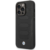 Case BMW BMHMP14L22RPSK iPhone 14 Pro 6.1" sort/sort læder sæder mønster MagSafe