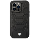 Case BMW BMHMP14L22RPSK iPhone 14 Pro 6.1" sort/sort læder sæder mønster MagSafe