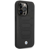 Case BMW BMHMP14L22RPSK iPhone 14 Pro 6.1" sort/sort læder sæder mønster MagSafe