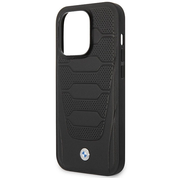 Case BMW BMHMP14L22RPSK iPhone 14 Pro 6.1" sort/sort læder sæder mønster MagSafe