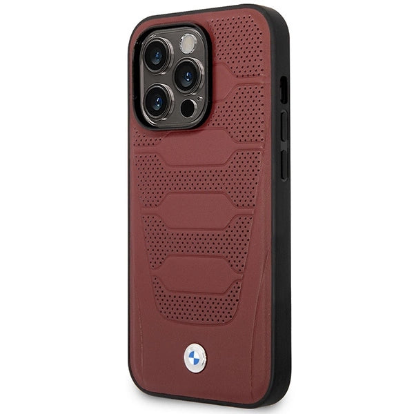 Case BMW BMHMP14L22RPSR iPhone 14 Pro 6.1 Burgundy/burgundy læder sæder mønster MagSafe