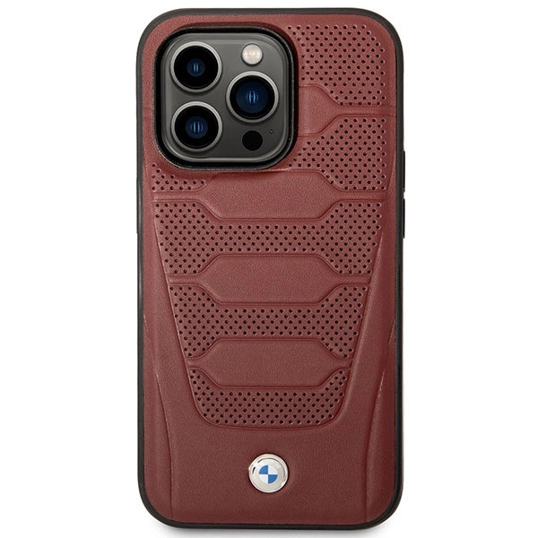 Case BMW BMHMP14L22RPSR iPhone 14 Pro 6.1 Burgundy/burgundy læder sæder mønster MagSafe