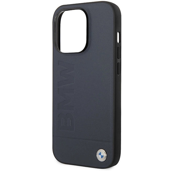 Case BMW BMHMP14LSLLNA iPhone 14 Pro 6,1" marine/marine hårdkasse læder Hot Stamp MagSafe