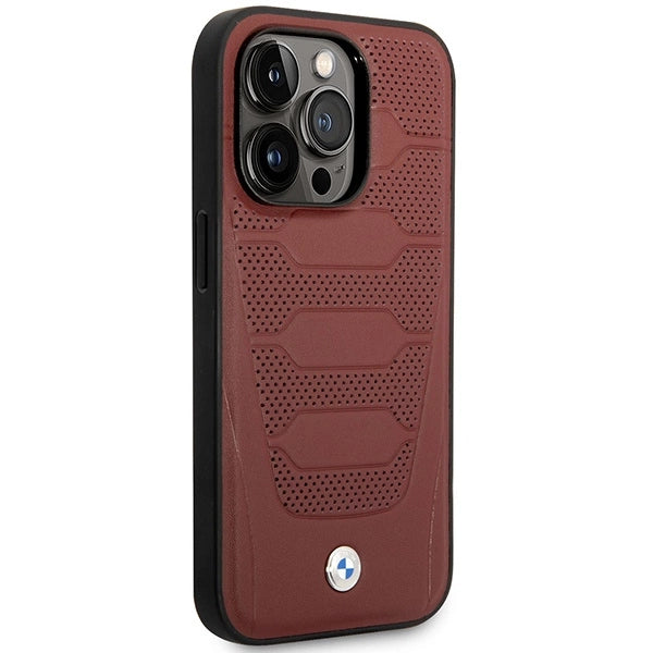 Case BMW BMHMP14X22RPSR iPhone 14 Pro Max 6.7" Burgundy/burgundy Leather Seats Pattern MagSafe