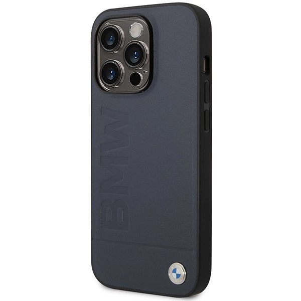 Case BMW BMHMP14XSLLNA iPhone 14 Pro Max 6.7" navy/navy hardcase Leather Hot Stamp MagSafe
