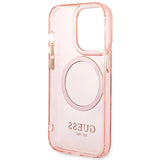 Guess GUHMP14XHTCMP iPhone 14 Pro Max 6.7" pink/pink hard case Gold Outline Translucent MagSafe