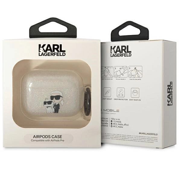 Karl Lagerfeld KLAPHNKCTGT Airpods Pro cover gennemsigtige Gliter Karl&Choupette