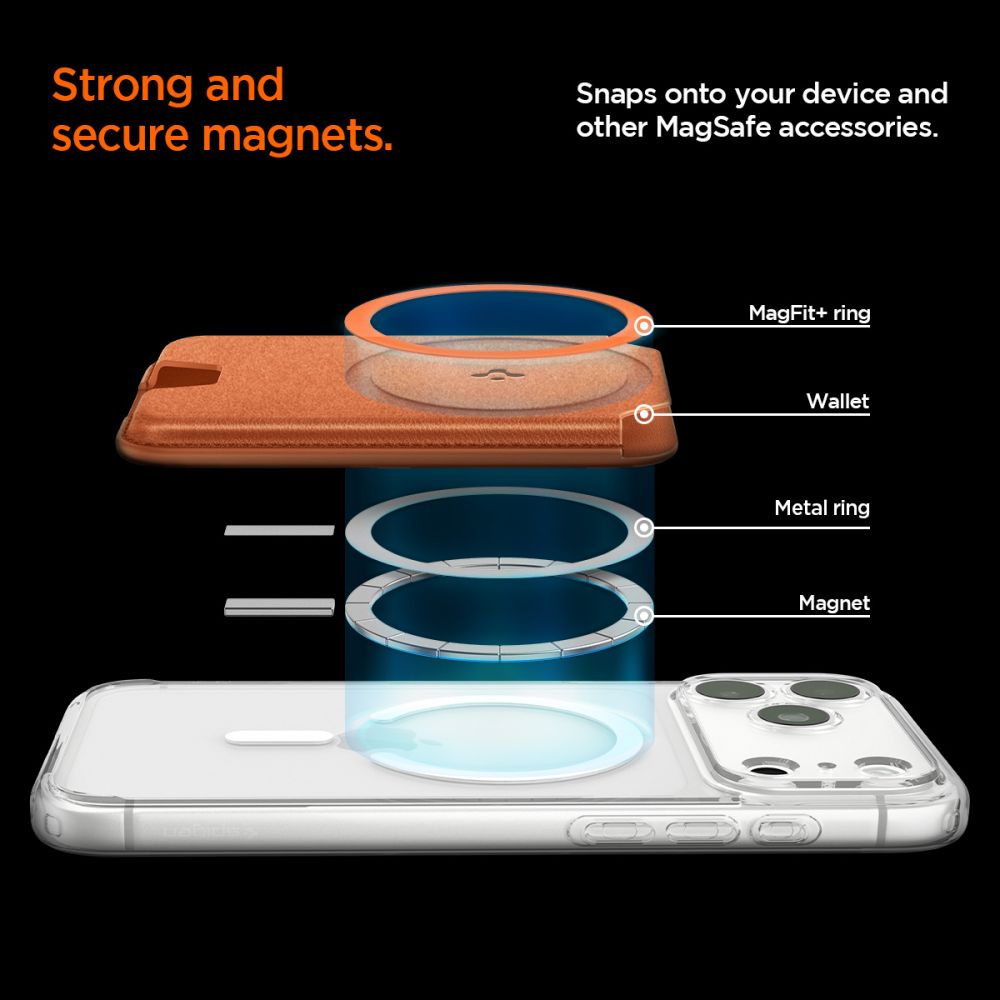 Spigen Valentinus Magfit+ Magsafe Universal Magnetisk Kortholder Metallisk Orange