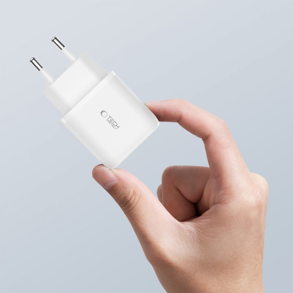 Tech Protect C20 W 2 Port Netværksopladder Pd 20 W / Qc3.0 Hvid