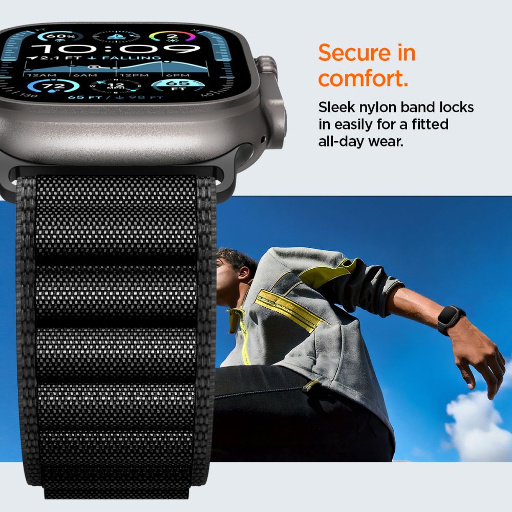 Spigen Wbf1 Remmen Til Apple Watch 8 / 9 / 10 / 11 / 12 / Se / Ultra (44 / 45 / 46 / 49 Mm) Sort