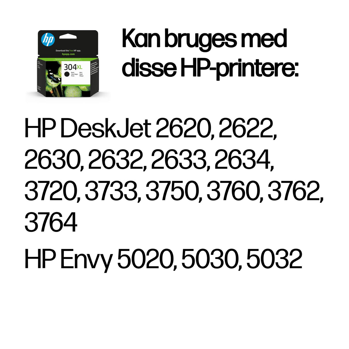 HP Original 304XL-blækpatron, sort