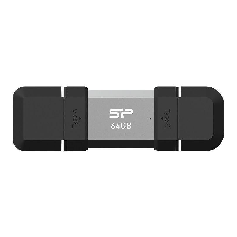 Silicon Power SP064GBUC3C51V1S USB-nøgle 64 GB USB Type-A / USB Type-C 3.2 Gen 1 (3.1 Gen 1) Sort, Sølv