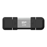 Silicon Power SP064GBUC3C51V1S USB-nøgle 64 GB USB Type-A / USB Type-C 3.2 Gen 1 (3.1 Gen 1) Sort, Sølv