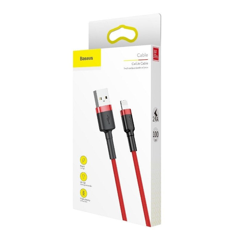 Baseus Cafule USB Lightning kabel 2,4 A 1 m (sort + rød)