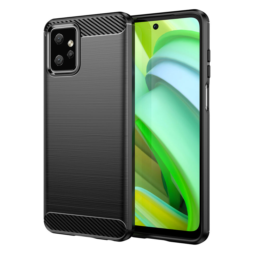 Carbon Case til Motorola Moto G Power 2023 fleksibelt silikone carbon cover sort