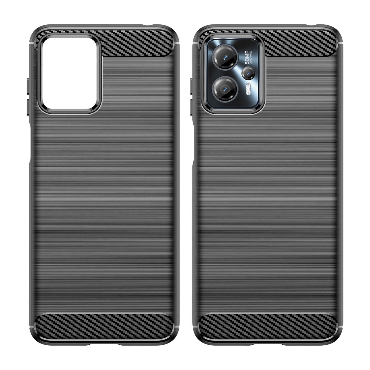 Carbon Case til Motorola Moto G53 / G13 fleksible silikone carbon cover sort