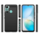 Carbon Case til Infinix Hot 12 Pro med fleksibelt silikone carbon cover sort