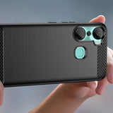 Carbon Case til Infinix Hot 12 Pro med fleksibelt silikone carbon cover sort