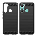 Carbon Case til Infinix Hot 12 Pro fleksibelt silikone carbon cover sort