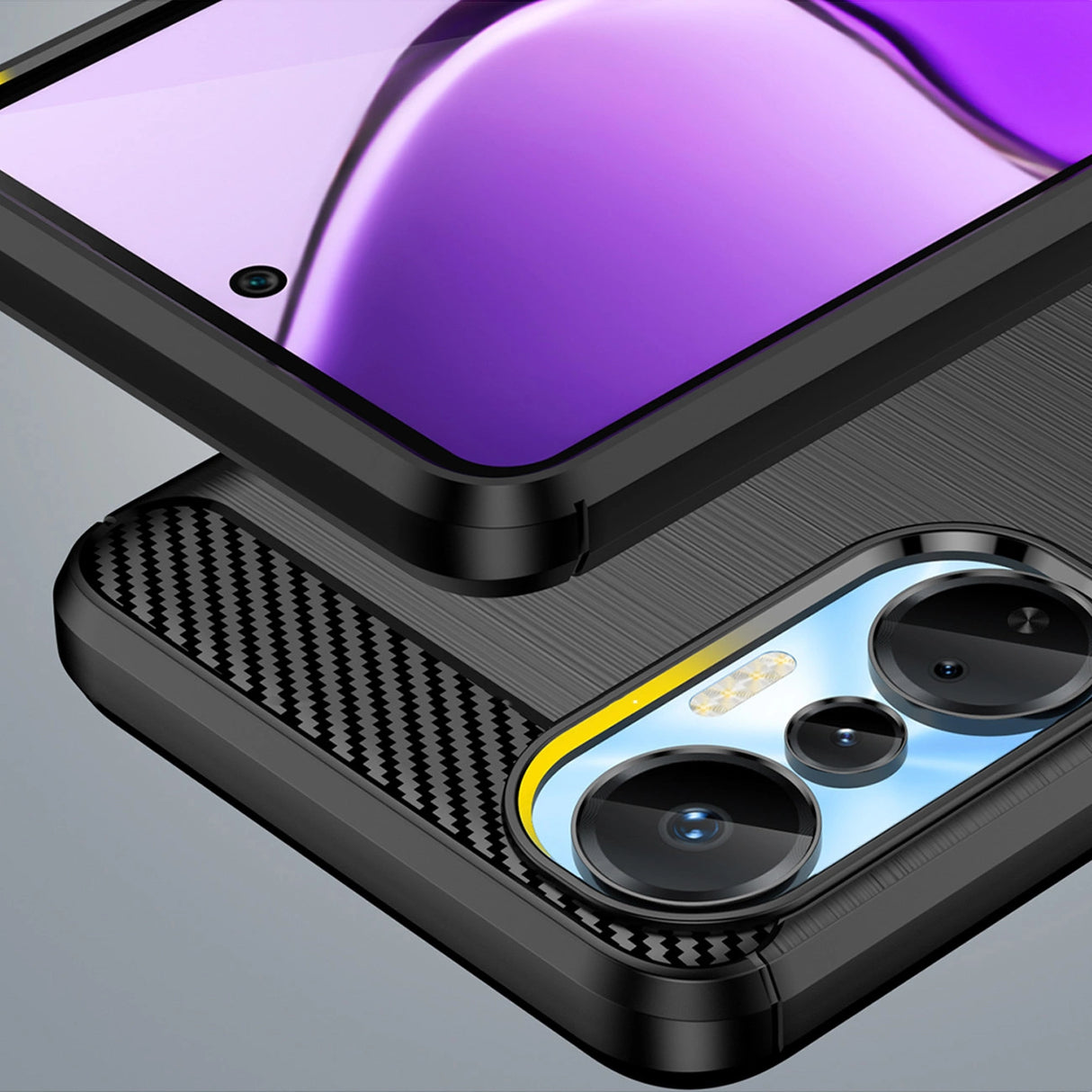 Carbon Case til Infinix Hot 20S med fleksibelt silikone carbon cover sort