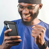 Carbon Case til Infinix Hot 20S med fleksibelt silikone carbon cover sort