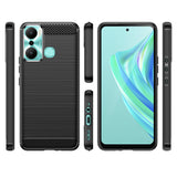 Carbon Case til Infinix Hot 20 Play fleksibelt silikone carbon cover sort