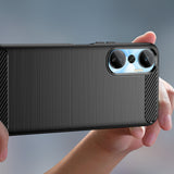 Carbon Case for Infinix Hot 20 fleksibelt silikone carbon cover sort