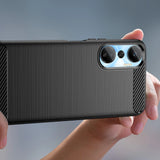 Carbon Case til Infinix Hot 20 fleksibelt silikone carbon cover sort