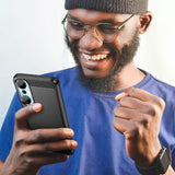 Carbon Case til Infinix Hot 20 fleksibelt silikone carbon cover sort