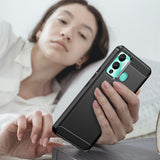 Carbon Case for Infinix Hot 12 Play NFC / Hot 12 Play fleksibelt silikone carbon cover sort