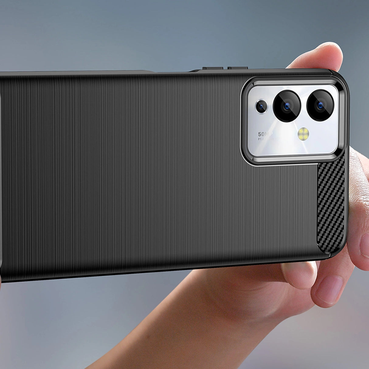 Carbon Case til Infinix Note 12i med fleksibelt silikon carbon cover sort